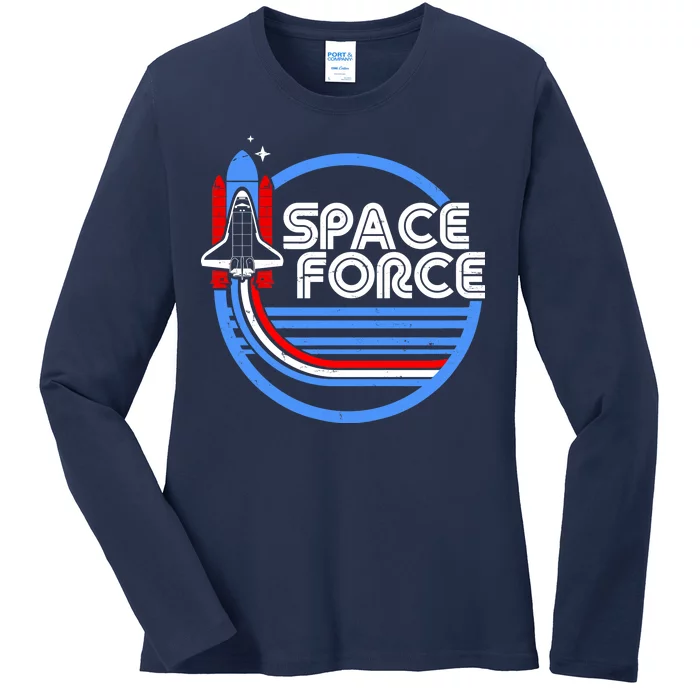 Vintage Space Force Emblem Ladies Long Sleeve Shirt