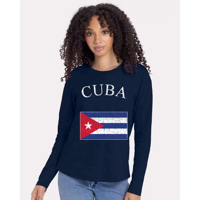 Vintage Sports Design Cuban Flag Womens Cotton Relaxed Long Sleeve T-Shirt