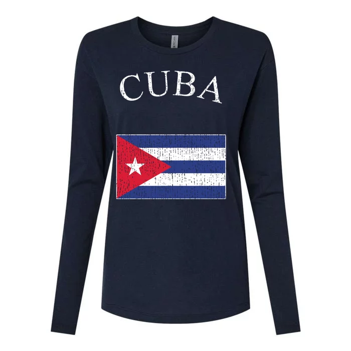 Vintage Sports Design Cuban Flag Womens Cotton Relaxed Long Sleeve T-Shirt