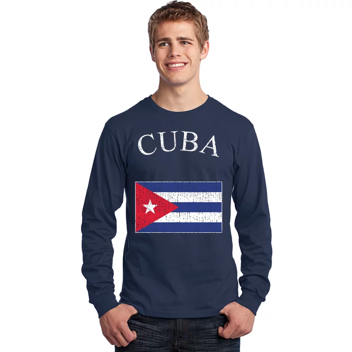 Vintage Sports Design Cuban Flag Long Sleeve Shirt