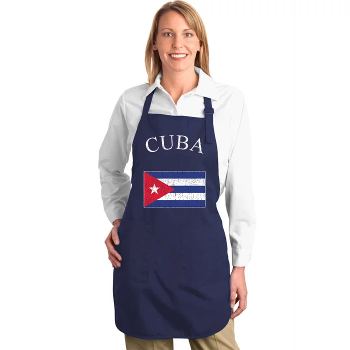 Vintage Sports Design Cuban Flag Full-Length Apron With Pocket