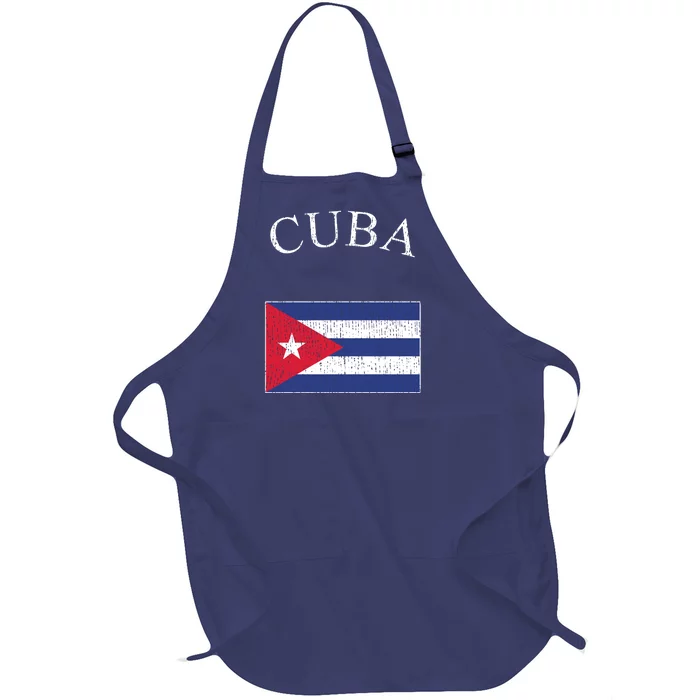 Vintage Sports Design Cuban Flag Full-Length Apron With Pocket