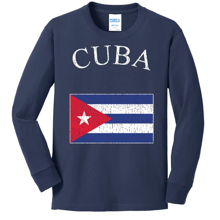 Vintage Sports Design Cuban Flag Kids Long Sleeve Shirt