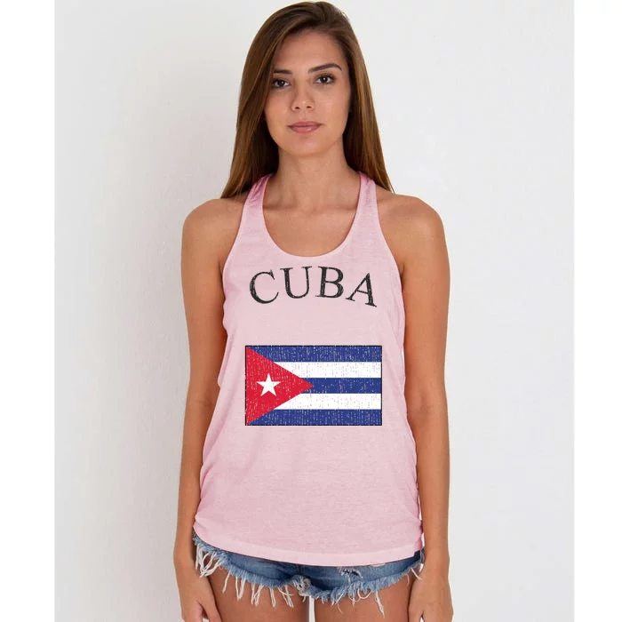 Vintage Sports Design Cuban Flag Women's Knotted Racerback Tank