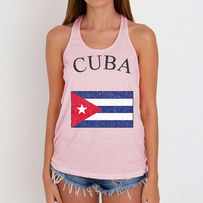 Vintage Sports Design Cuban Flag Women's Knotted Racerback Tank