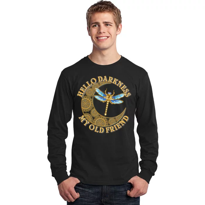 Vintage Steampunk Dragonfly Moon Hello Darkness My Old Friend Tall Long Sleeve T-Shirt