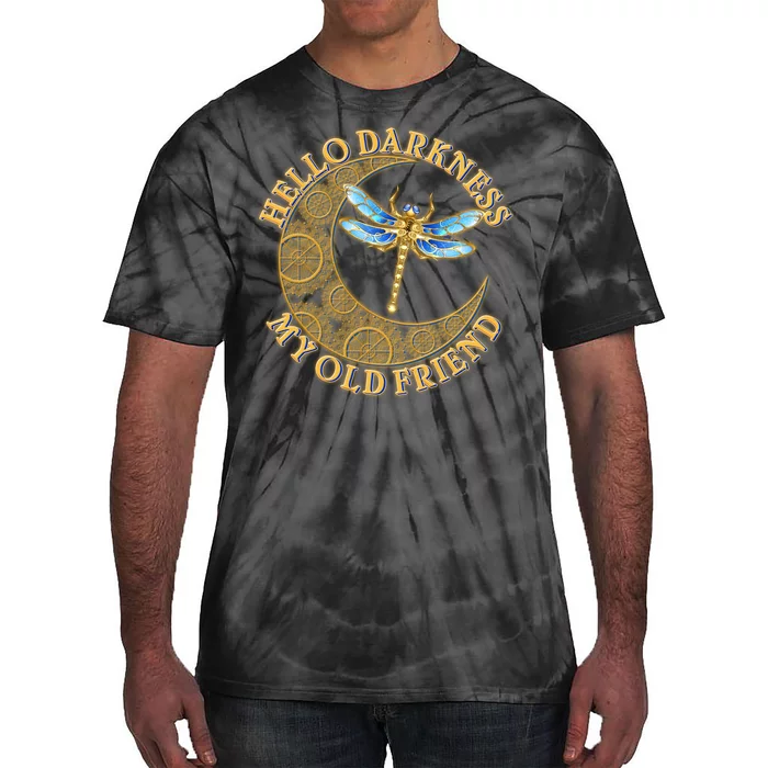 Vintage Steampunk Dragonfly Moon Hello Darkness My Old Friend Tie-Dye T-Shirt