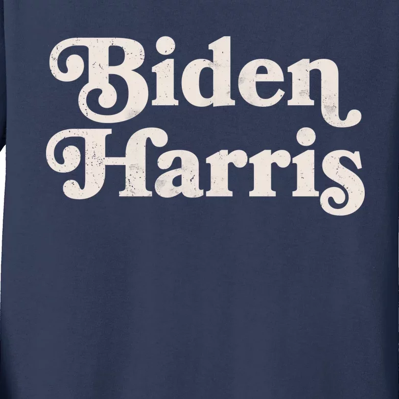 Vintage Styled Biden Harris Logo Kids Long Sleeve Shirt