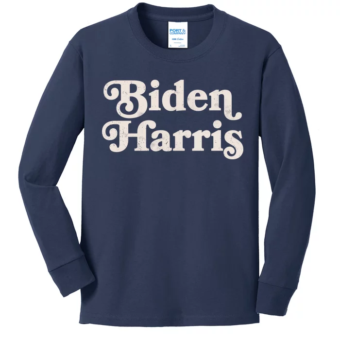 Vintage Styled Biden Harris Logo Kids Long Sleeve Shirt