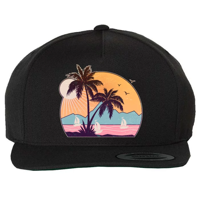 Vintage Summer Beach Emblem Wool Snapback Cap