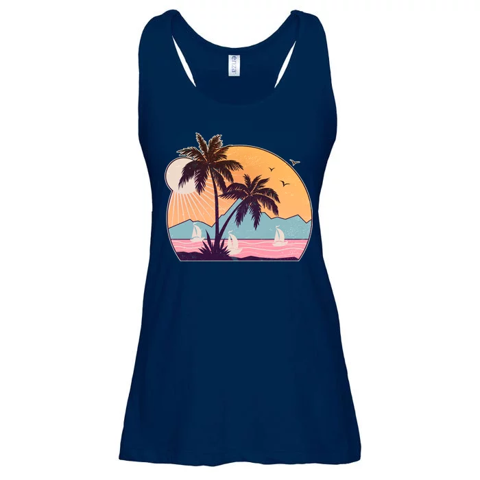 Vintage Summer Beach Emblem Ladies Essential Flowy Tank