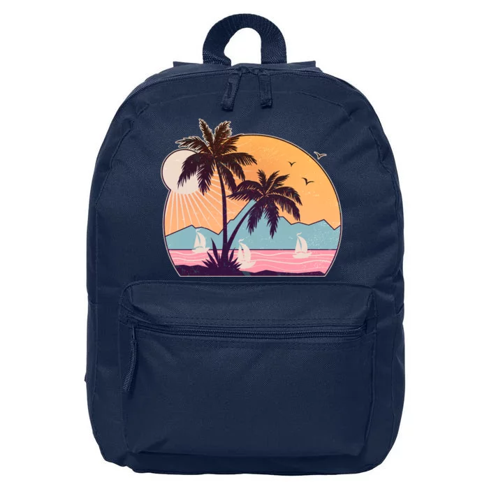 Vintage Summer Beach Emblem 16 in Basic Backpack