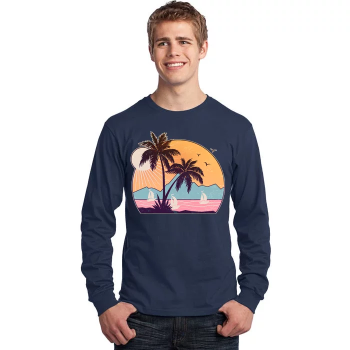 Vintage Summer Beach Emblem Tall Long Sleeve T-Shirt