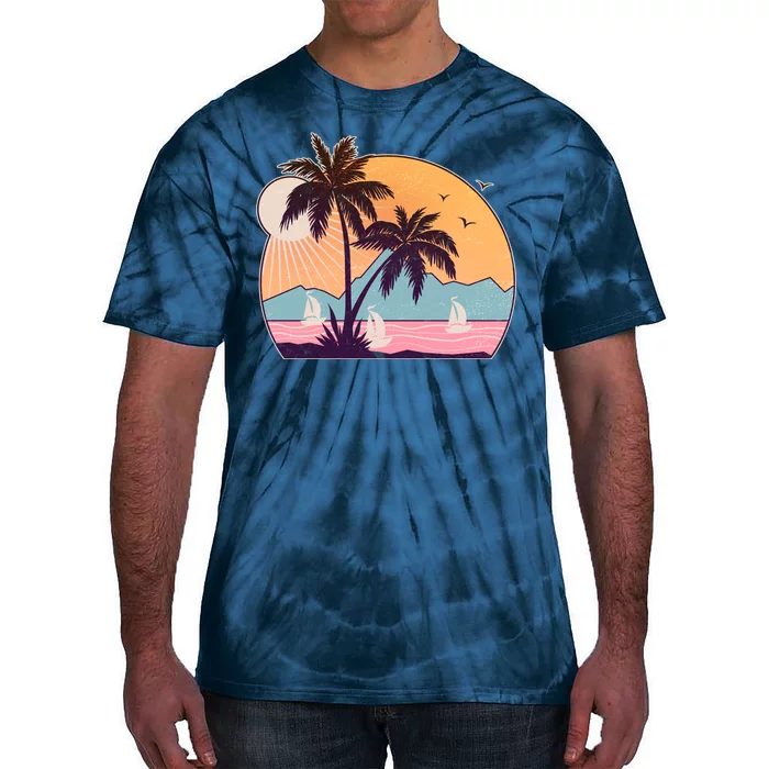 Vintage Summer Beach Emblem Tie-Dye T-Shirt