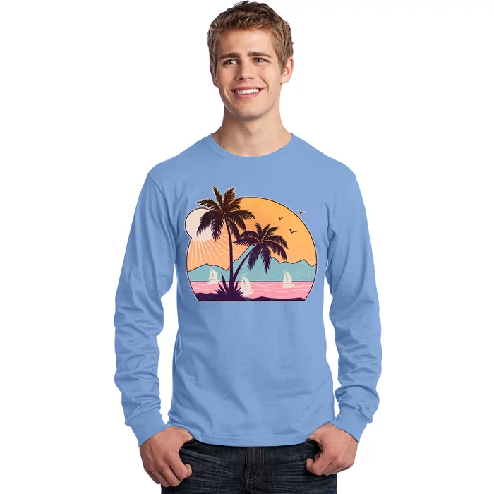 Vintage Summer Beach Emblem Long Sleeve Shirt