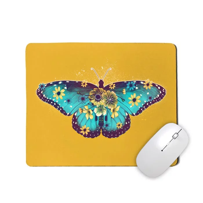 Vintage Summer Flower Floral Butterfly Mousepad