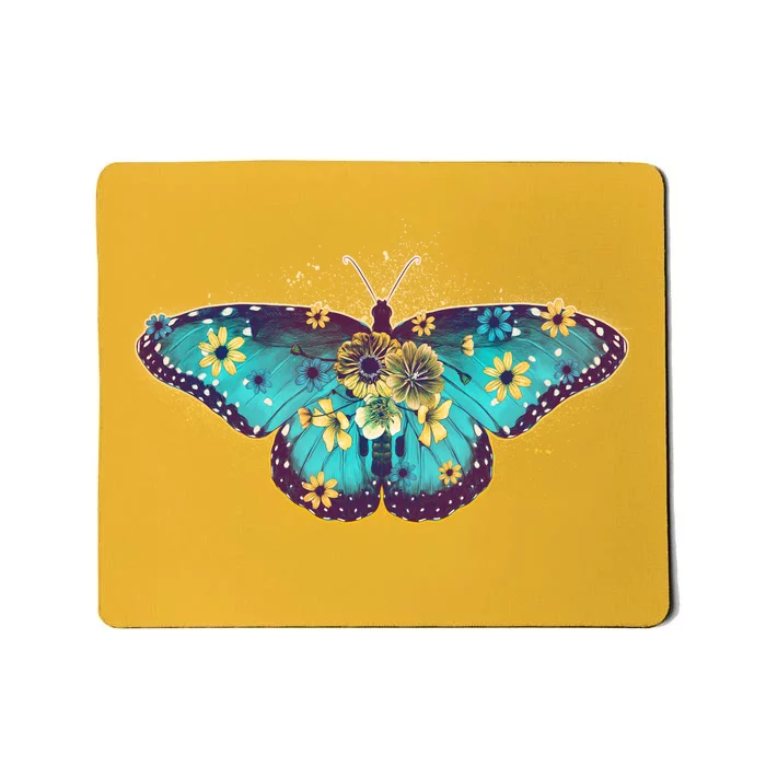 Vintage Summer Flower Floral Butterfly Mousepad