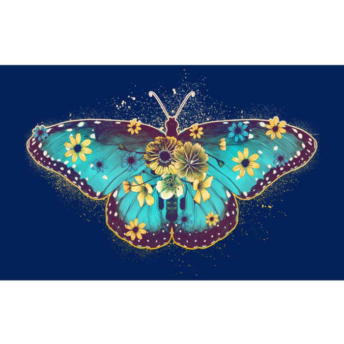 Vintage Summer Flower Floral Butterfly Bumper Sticker