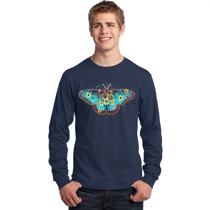 Vintage Summer Flower Floral Butterfly Tall Long Sleeve T-Shirt