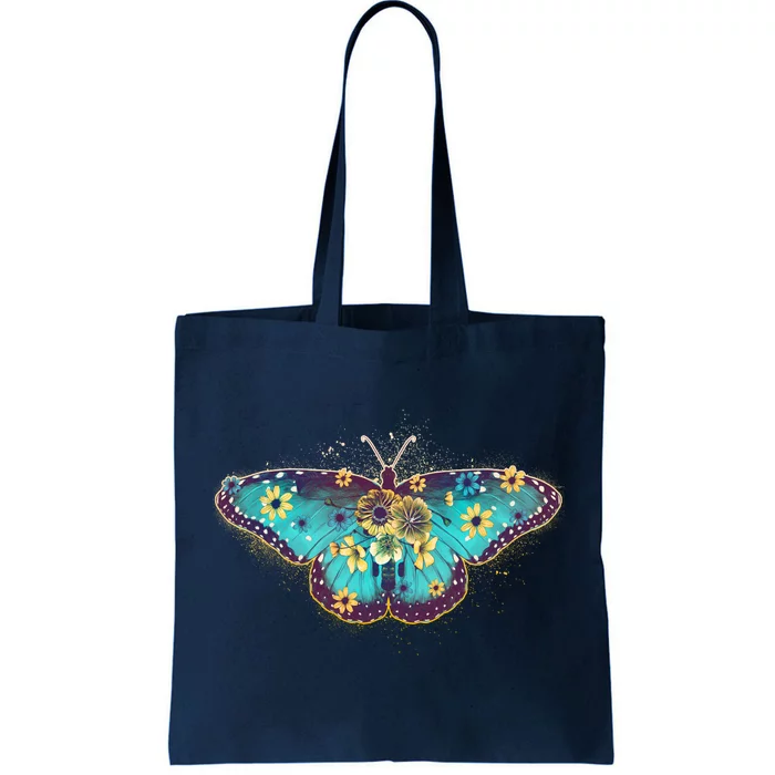 Vintage Summer Flower Floral Butterfly Tote Bag