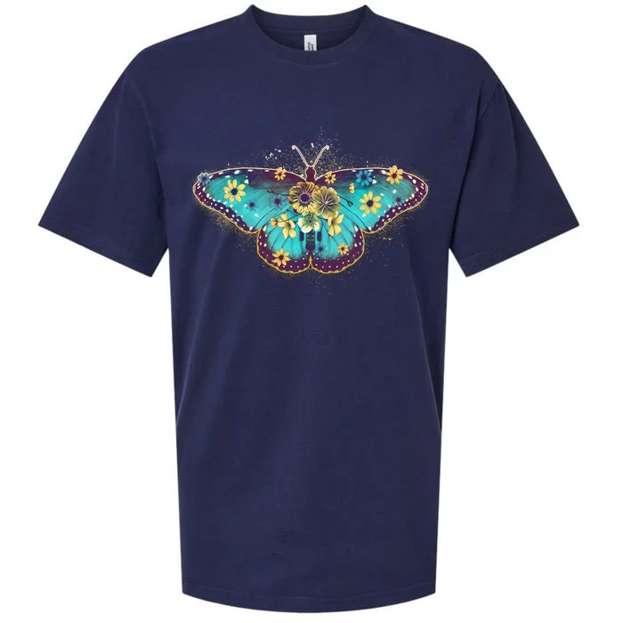 Vintage Summer Flower Floral Butterfly Sueded Cloud Jersey T-Shirt