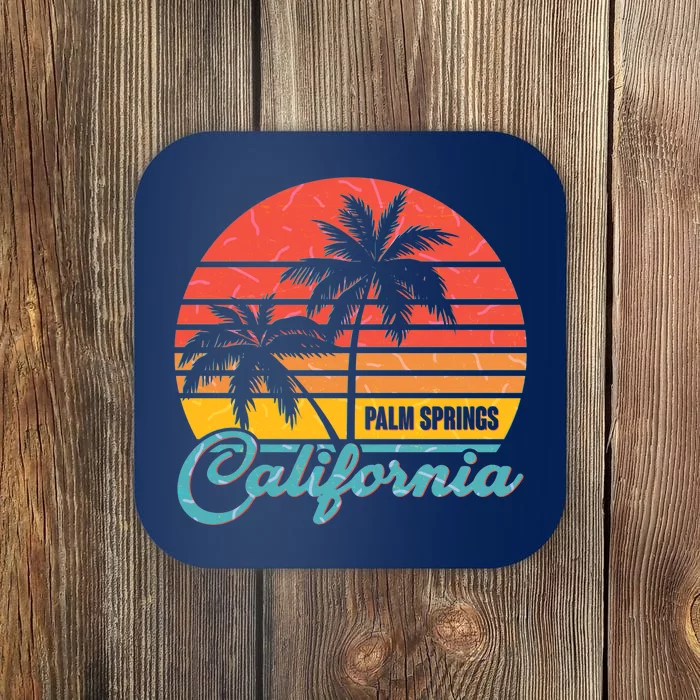 Vintage Sun Palm Trees Palm Springs California Coaster