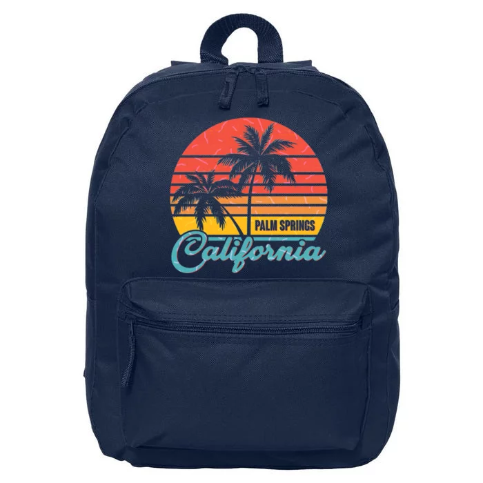 Vintage Sun Palm Trees Palm Springs California 16 in Basic Backpack