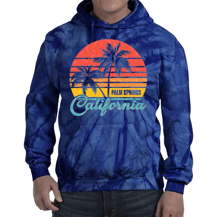 Vintage Sun Palm Trees Palm Springs California Tie Dye Hoodie