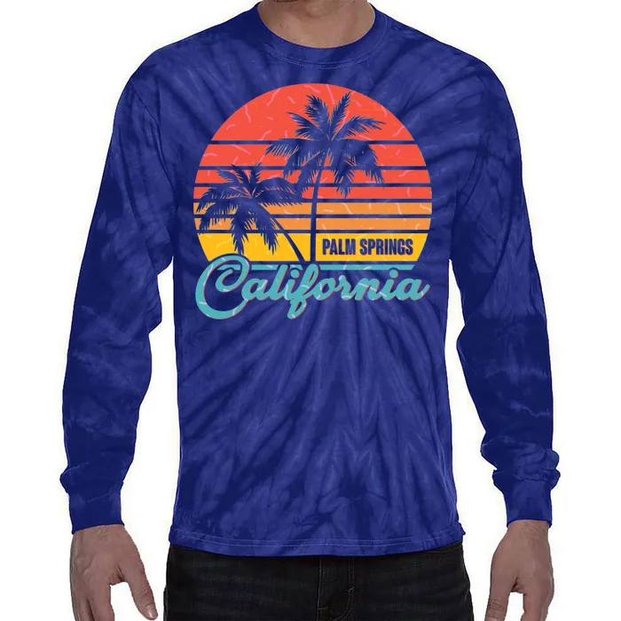 Vintage Sun Palm Trees Palm Springs California Tie-Dye Long Sleeve Shirt