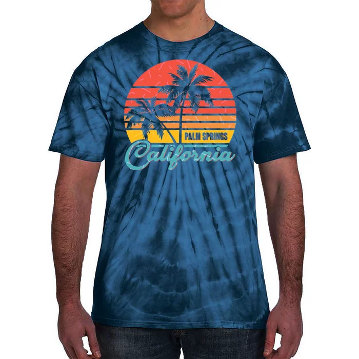 Vintage Sun Palm Trees Palm Springs California Tie-Dye T-Shirt