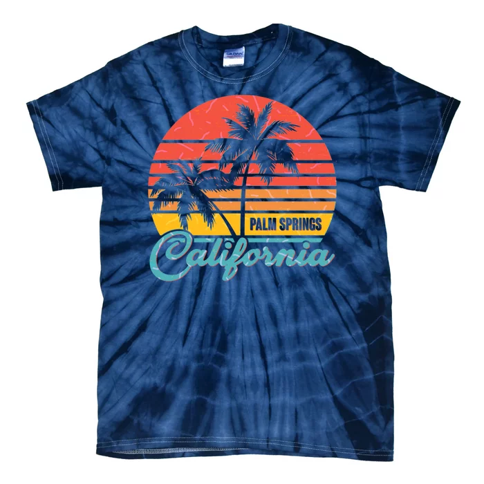 Vintage Sun Palm Trees Palm Springs California Tie-Dye T-Shirt