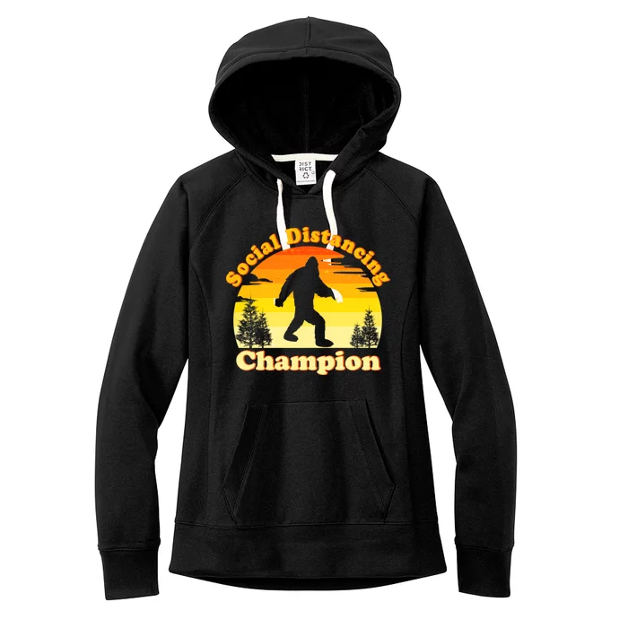 Vintage Sunrise Social Distancing Champion Bigfoot Women's Fleece Hoodie