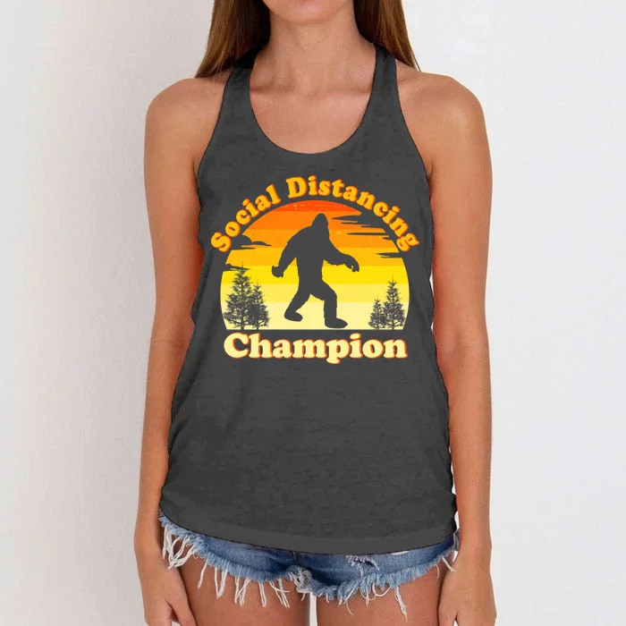 Vintage Sunrise Social Distancing Champion Bigfoot Women's Knotted Racerback Tank