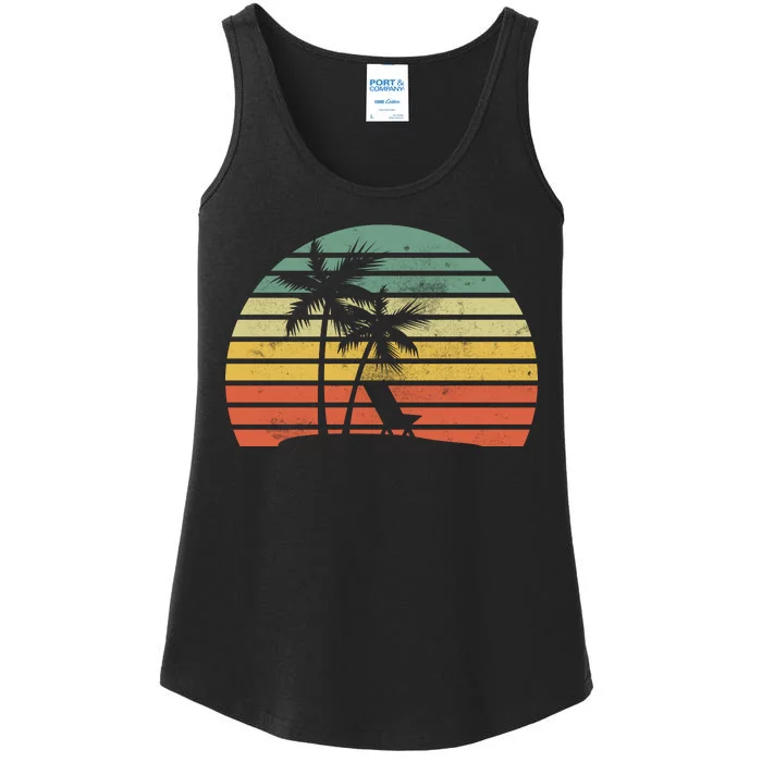 Vintage Sunset Beach Ladies Essential Tank