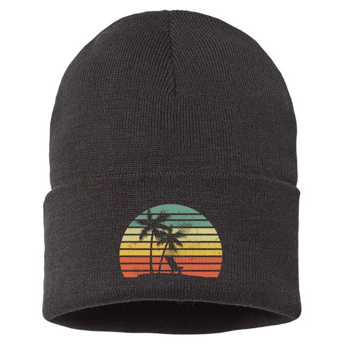 Vintage Sunset Beach Sustainable Knit Beanie