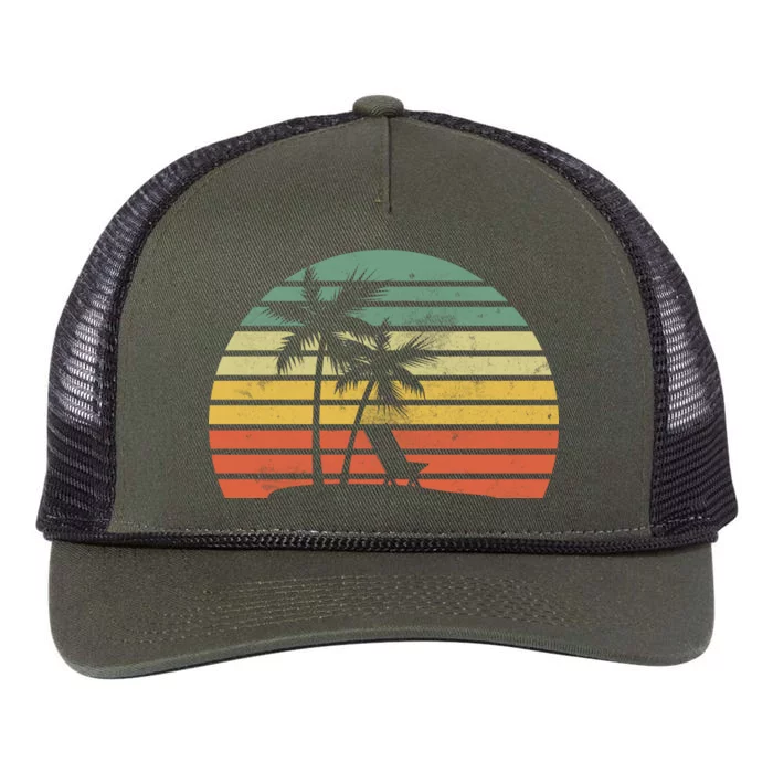 Vintage Sunset Beach Retro Rope Trucker Hat Cap