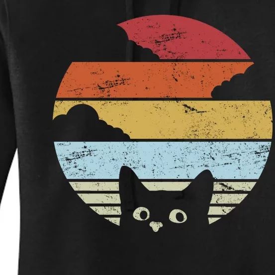 Vintage Sunset Cat Women's Pullover Hoodie