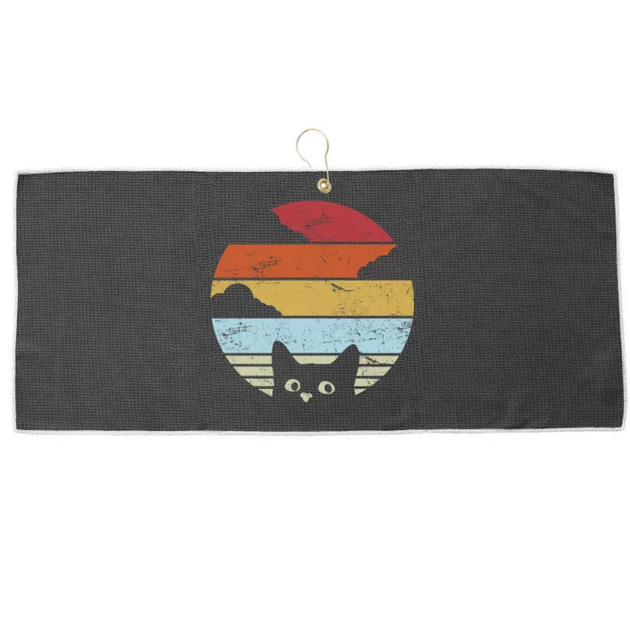 Vintage Sunset Cat Large Microfiber Waffle Golf Towel