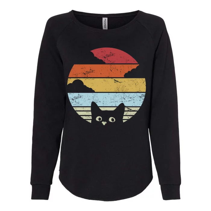 Vintage Sunset Cat Womens California Wash Sweatshirt