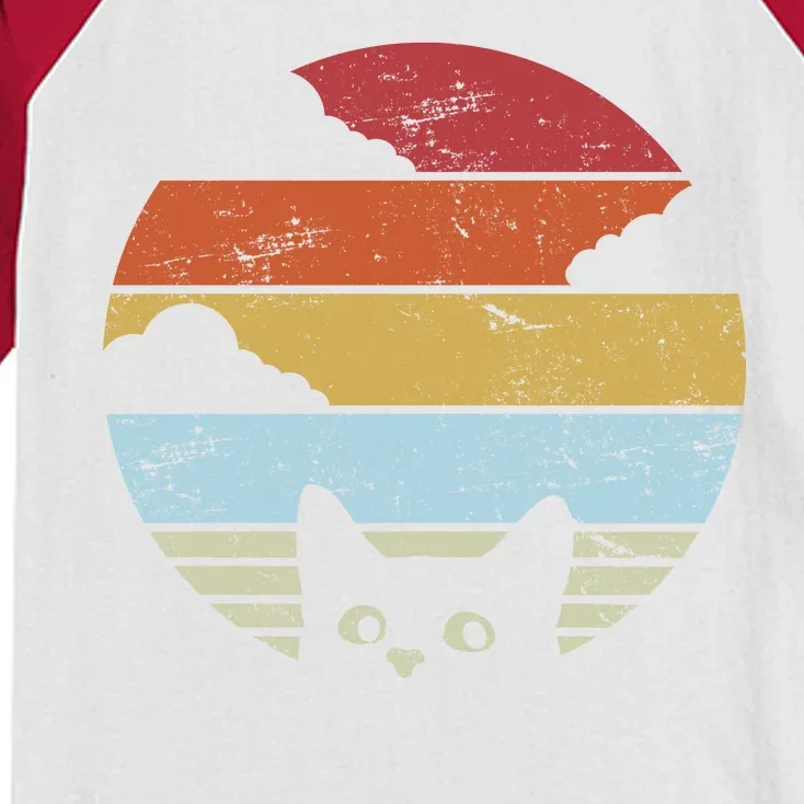 Vintage Sunset Cat Kids Colorblock Raglan Jersey