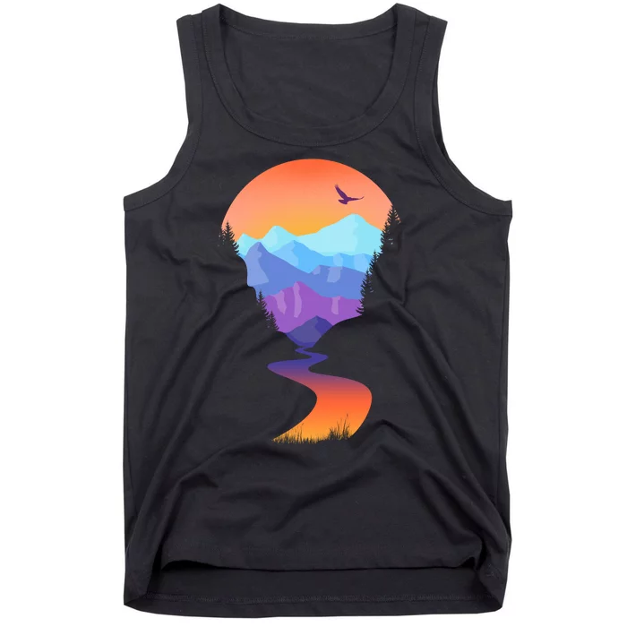 Vintage Sunset Mountain River Tank Top