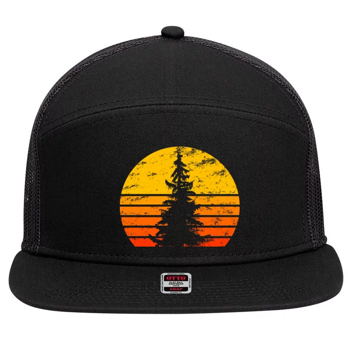 Vintage Sunset Tree 7 Panel Mesh Trucker Snapback Hat