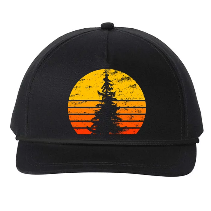 Vintage Sunset Tree Snapback Five-Panel Rope Hat