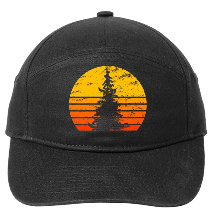 Vintage Sunset Tree 7-Panel Snapback Hat