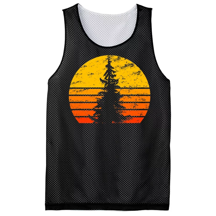 Vintage Sunset Tree Mesh Reversible Basketball Jersey Tank