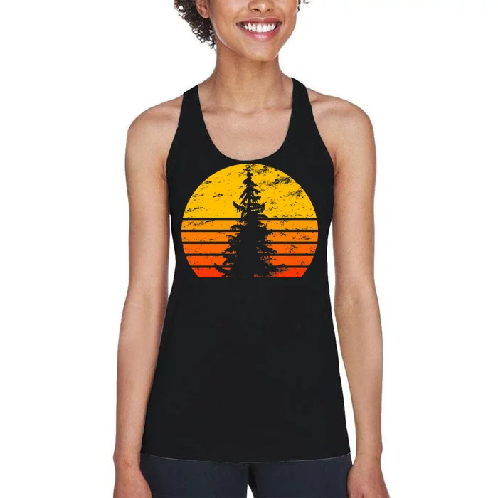 Vintage Sunset Tree Women's Racerback Tank