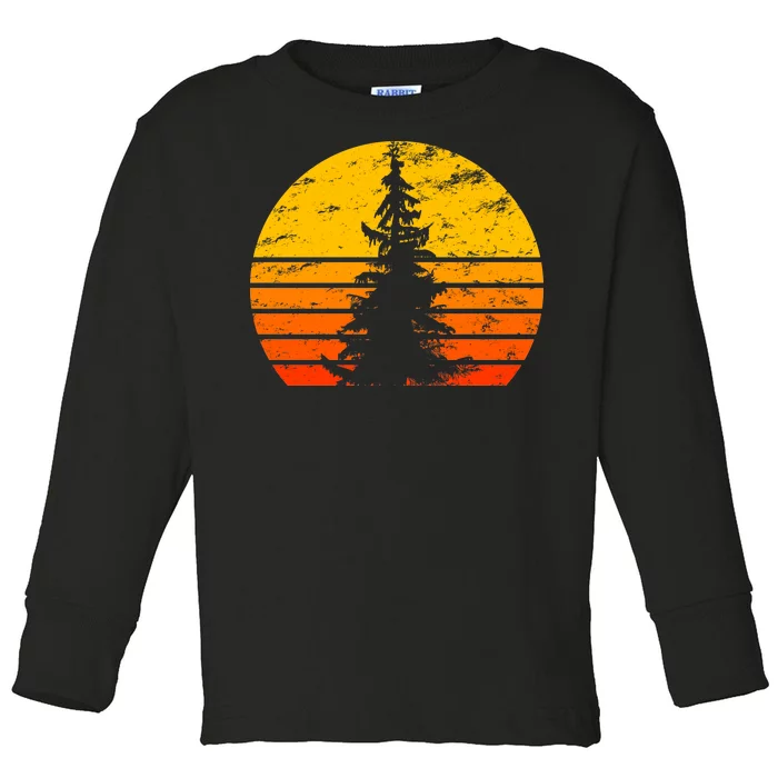 Vintage Sunset Tree Toddler Long Sleeve Shirt