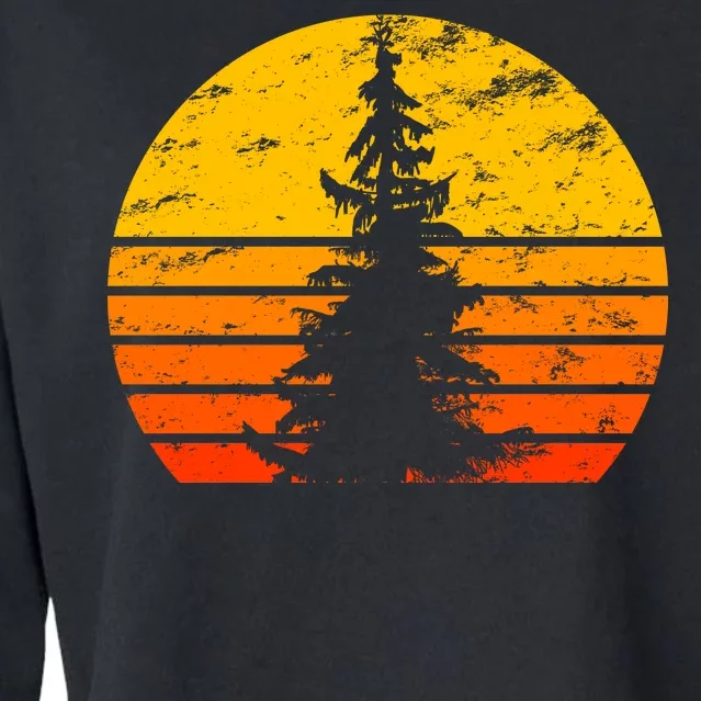 Vintage Sunset Tree Cropped Pullover Crew