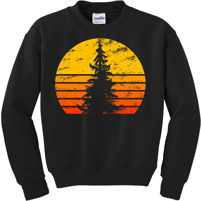 Vintage Sunset Tree Kids Sweatshirt