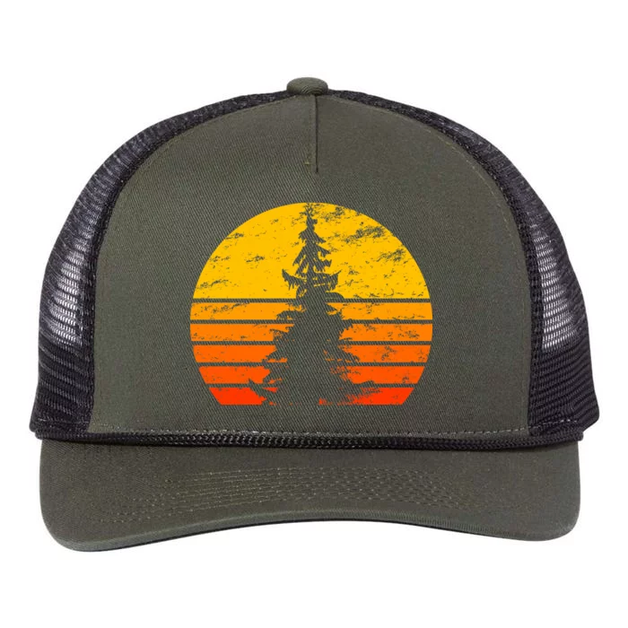 Vintage Sunset Tree Retro Rope Trucker Hat Cap